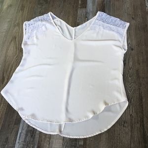 Lush Cream Lace V Cut Blouse Nordstrom Small